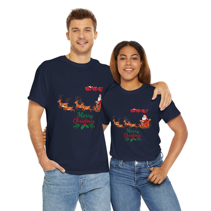 OMNI™ Santa and His Reindeer (Merry Christmas) Unisex Heavy Cotton T-Shirt