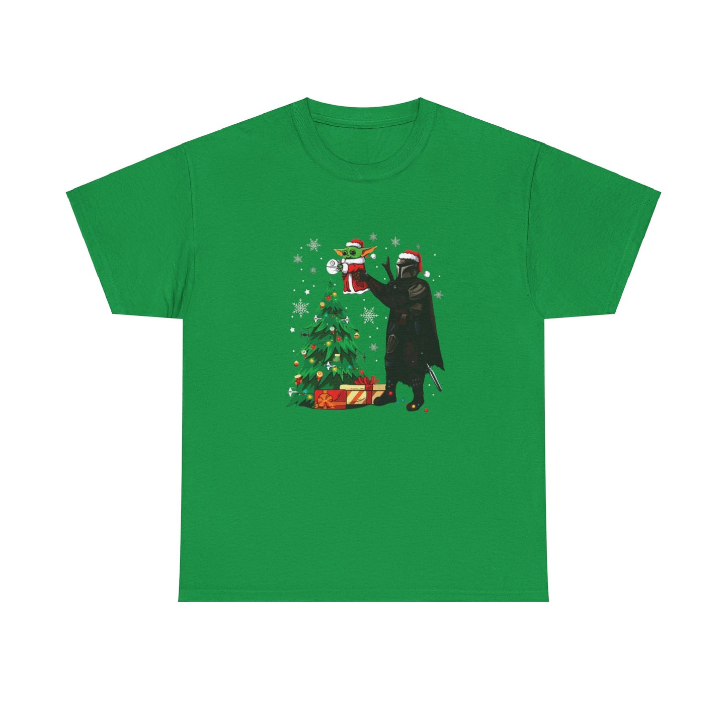 OMNI™ Star Wars Mandalorian and Baby Yoda Christmas Themed Unisex Heavy Cotton T-Shirt