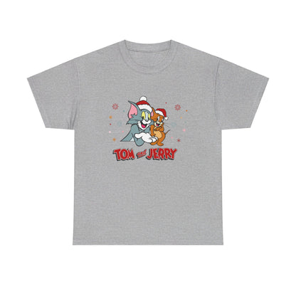 OMNI™ Tom and Jerry Christmas Themed Unisex Heavy Cotton T-Shirt