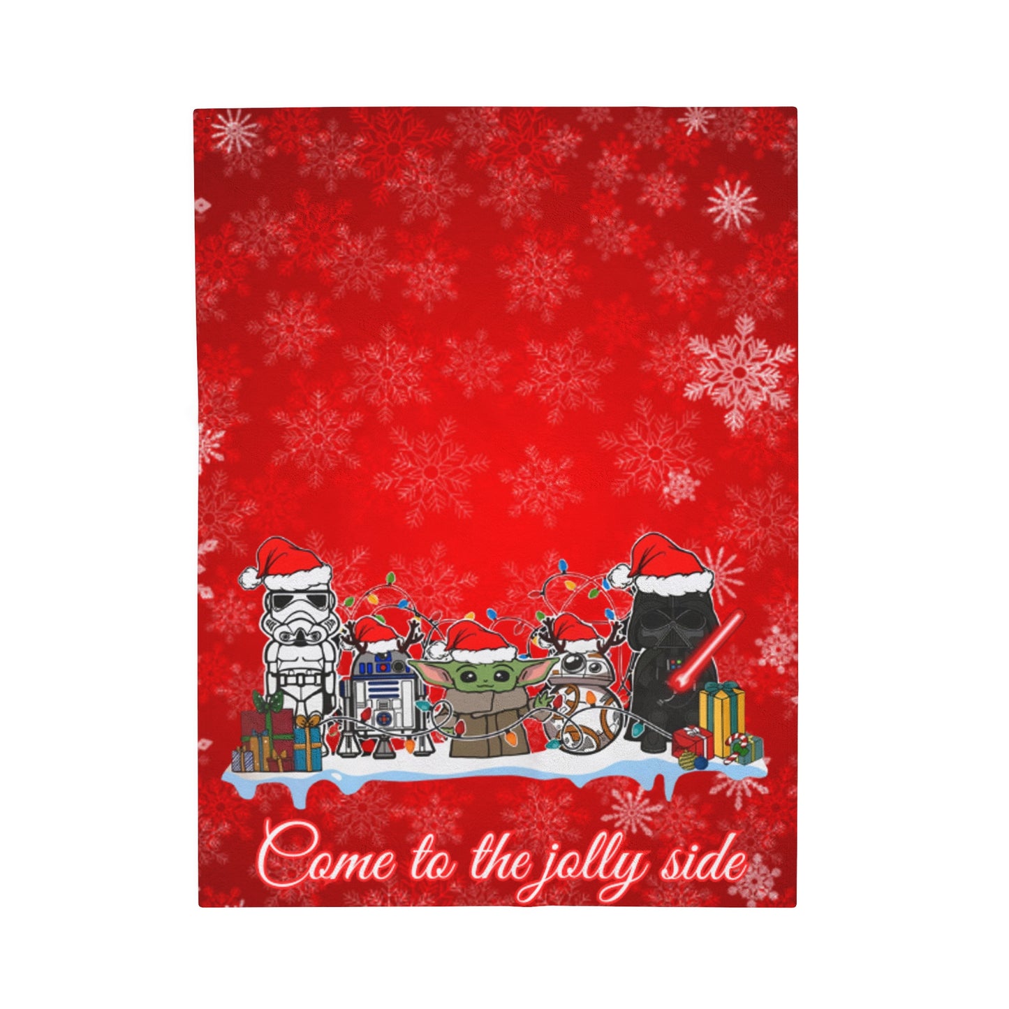 OMNI™ Star Wars Cartoon (Come To The Jolly Side) Christmas Themed Velveteen Plush Blanket