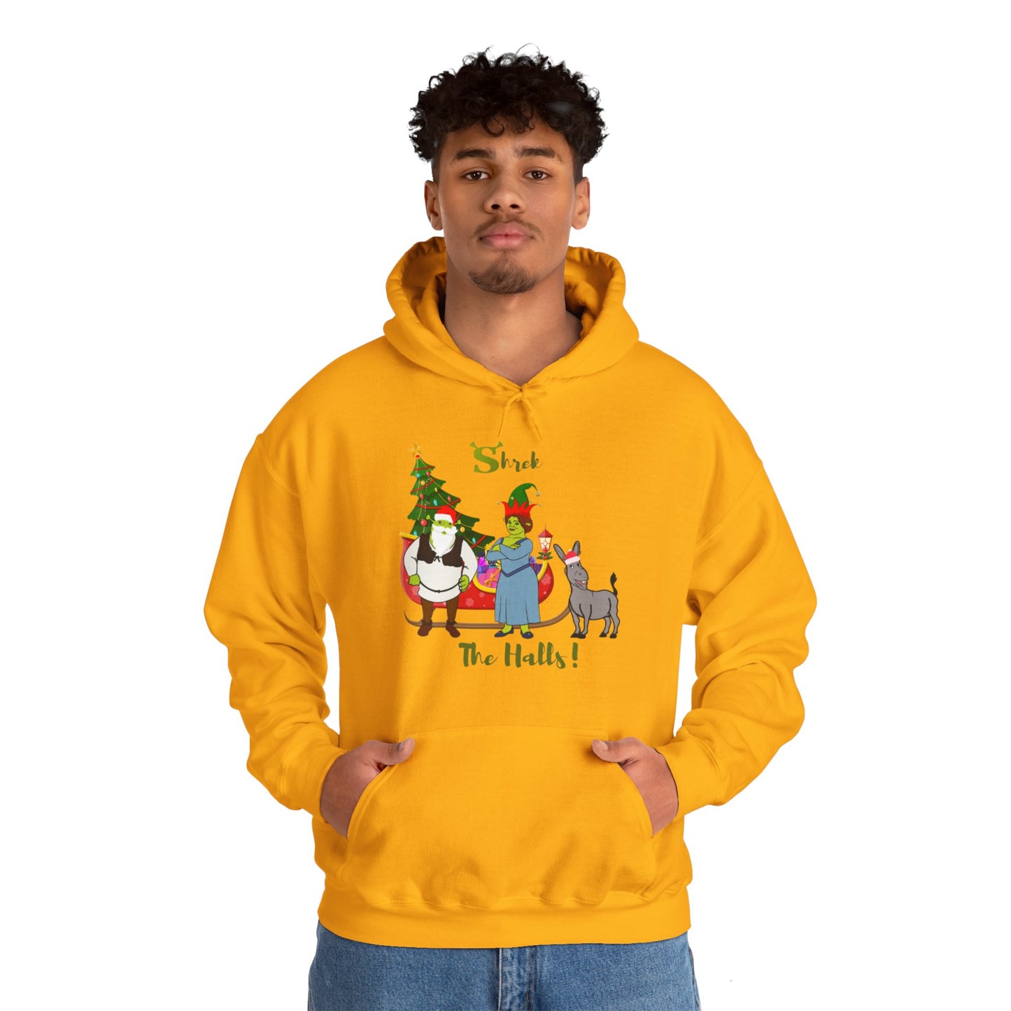 OMNI™ Shrek The Halls! (Shrek Trio: Shrek, Fiona and Donkey) Christmas Themed Unisex Hoodie