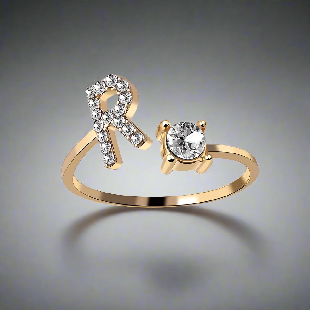 OMNI™ Adjustable 26 Initial Letter Zircon Ring