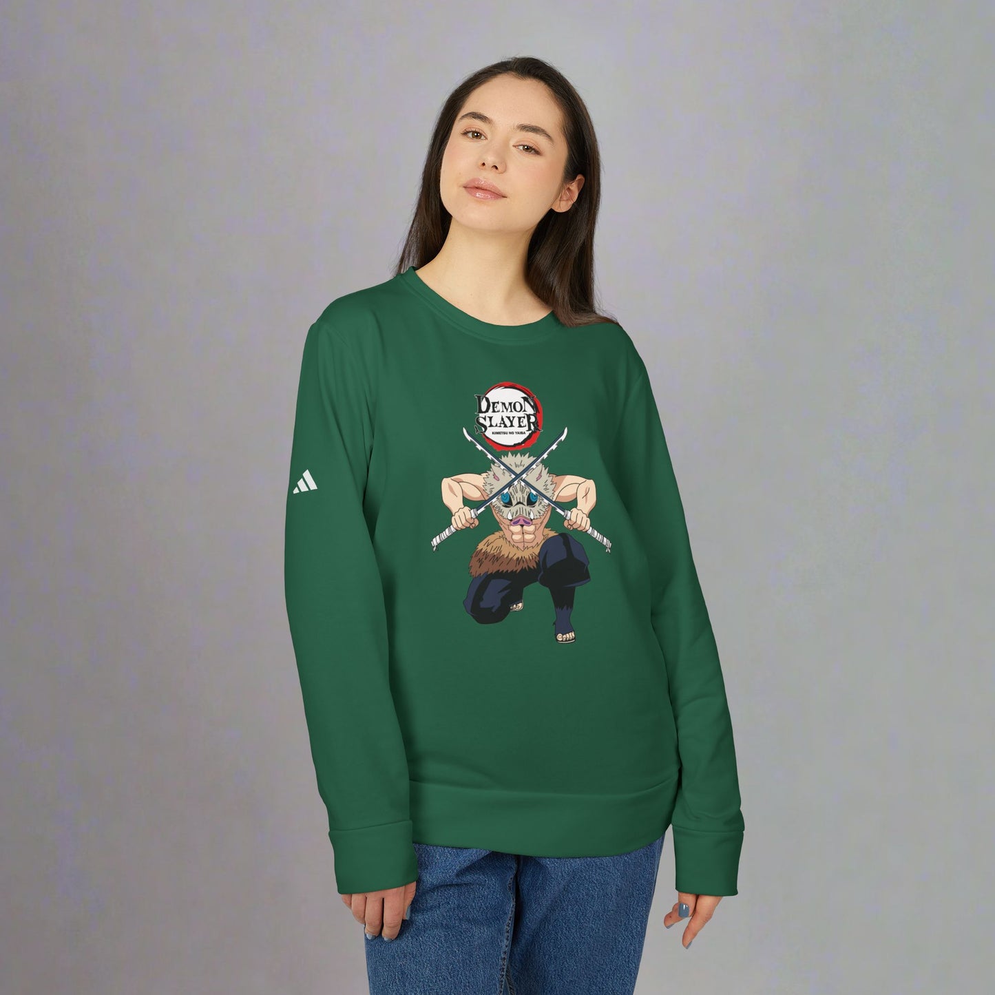OMNI™ Demon Slayer Inosuke Beast Breathing Adidas Unisex Fleece Crewneck Sweatshirt