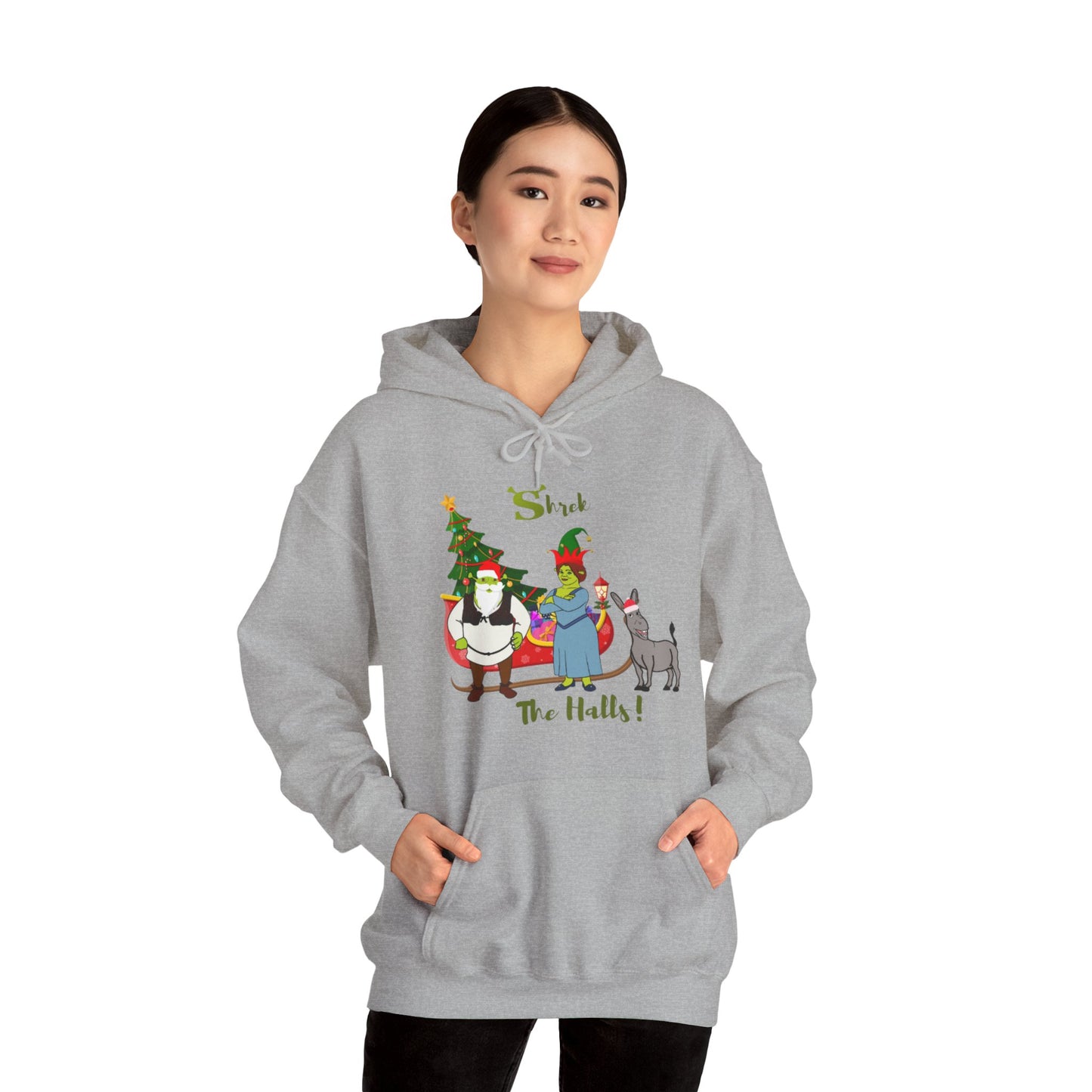 OMNI™ Shrek The Halls! (Shrek Trio: Shrek, Fiona and Donkey) Christmas Themed Unisex Hoodie