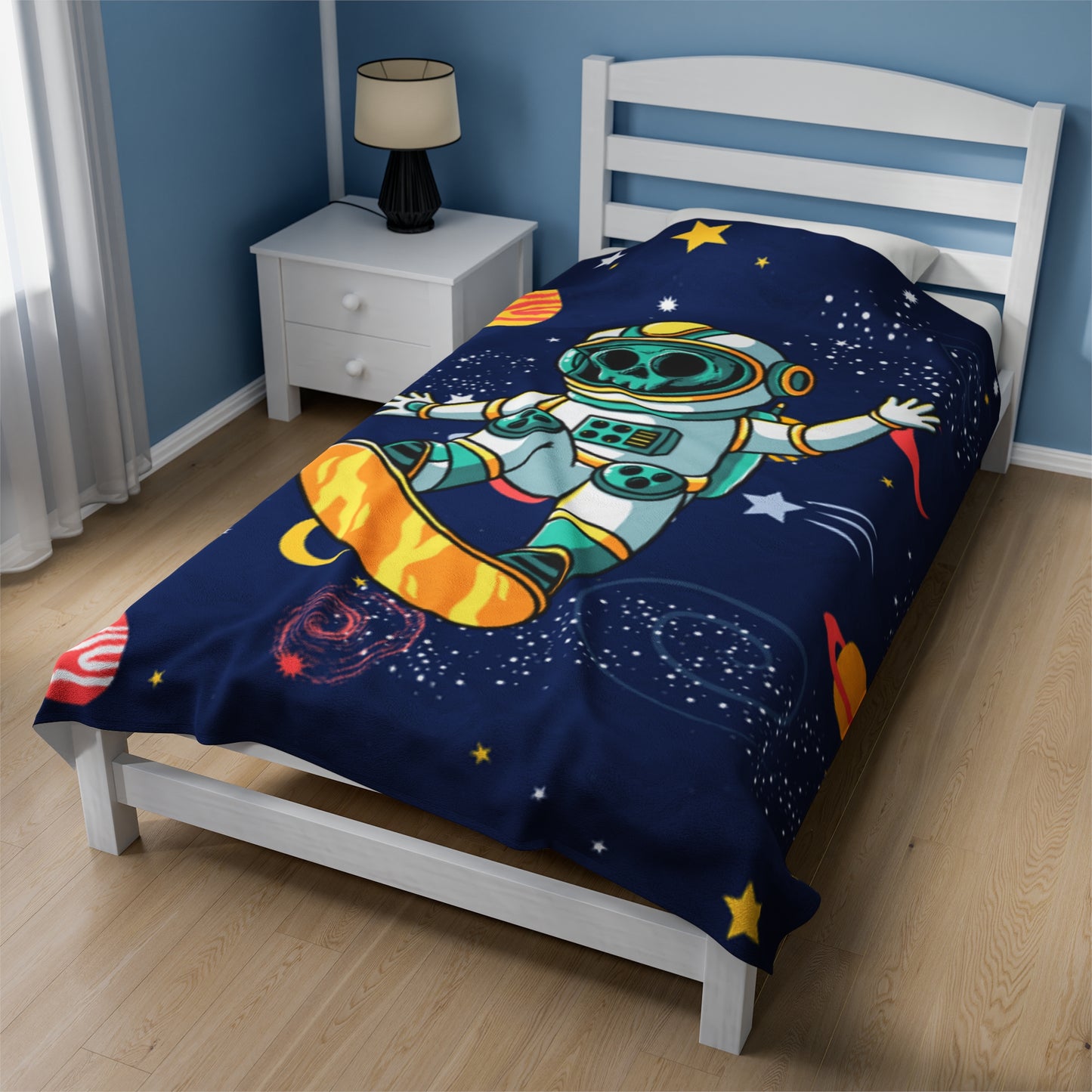 OMNI™ Skeleton Astronaut Space Surfer Velveteen Plush Blanket