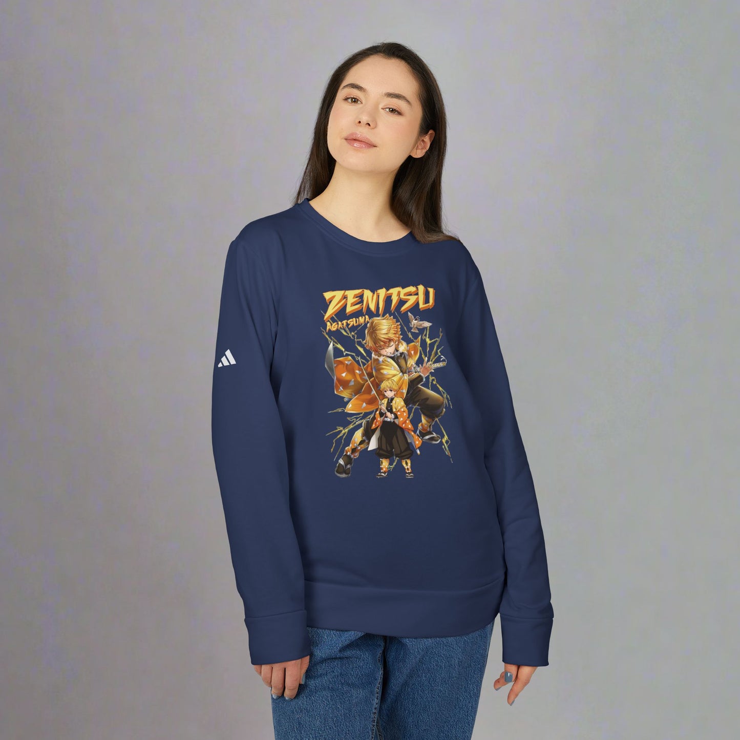 OMNI™ Demon Slayer Zenitsu Agatsuma Adidas Unisex Fleece Crewneck Sweatshirt