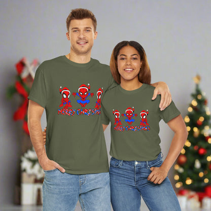 Spider-man Christmas Themed Unisex Heavy Cotton T-Shirt