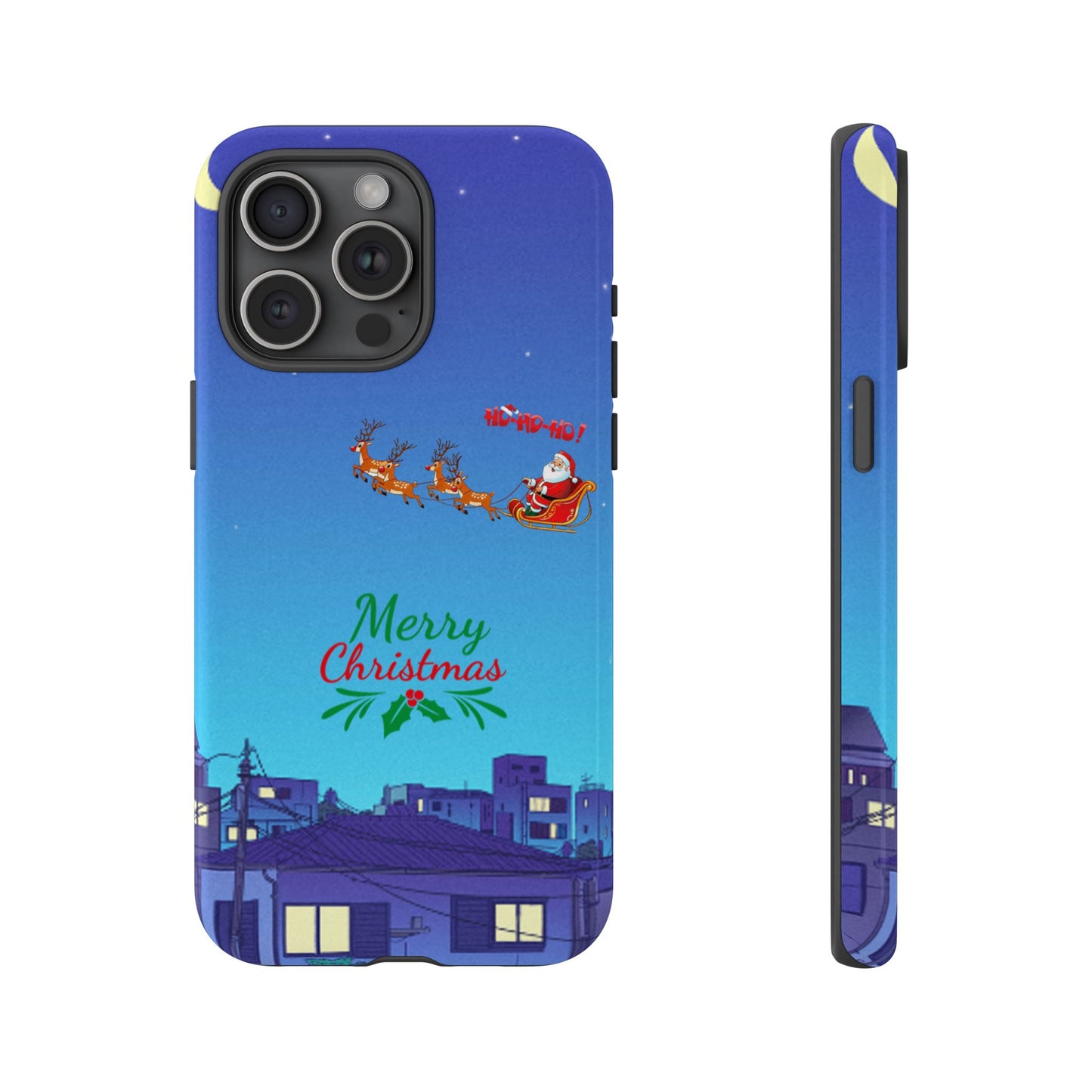 OMNI™ Santa and His Reindeer (Merry Christmas) Starry Night Double Layered Phone Cases