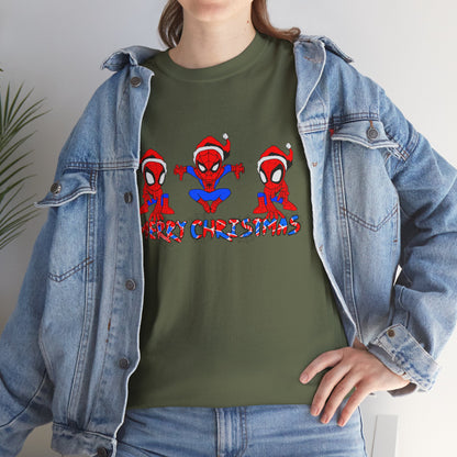 Spider-man Christmas Themed Unisex Heavy Cotton T-Shirt