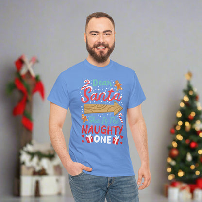 OMNI™ Dear Santa, She's The Naughty One Men's Heavy Cotton T-Shirt