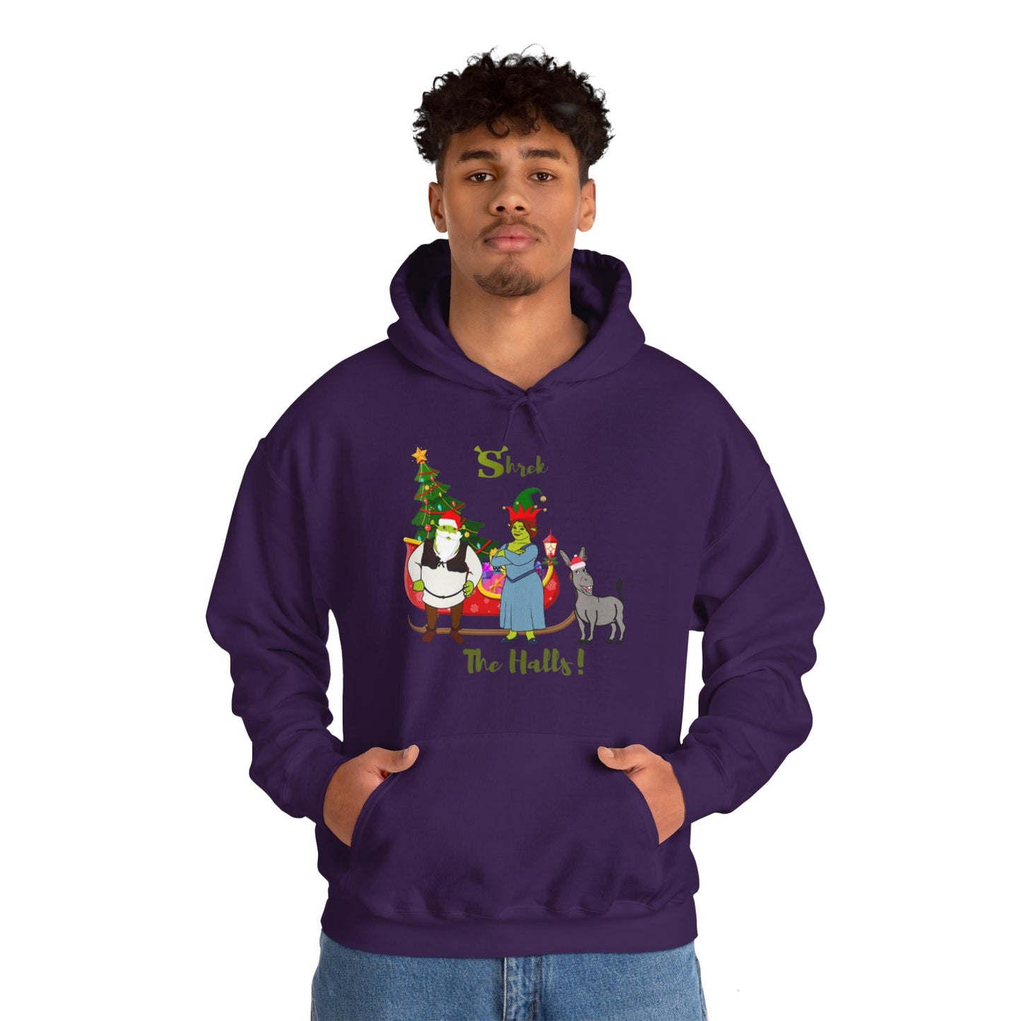 OMNI™ Shrek The Halls! (Shrek Trio: Shrek, Fiona and Donkey) Christmas Themed Unisex Hoodie