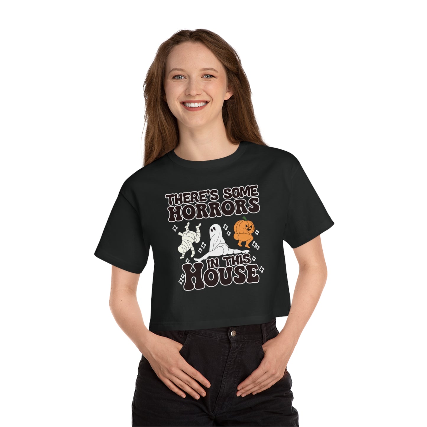 OMNI™ There's Some Horrors In This House Halloween Champion Women's Heritage Cropped T-Shirt