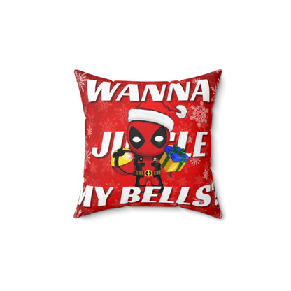 OMNI™ Deadpool Santa (Wanna Jingle My Bells?) Christmas Themed Spun Polyester Square Pillow