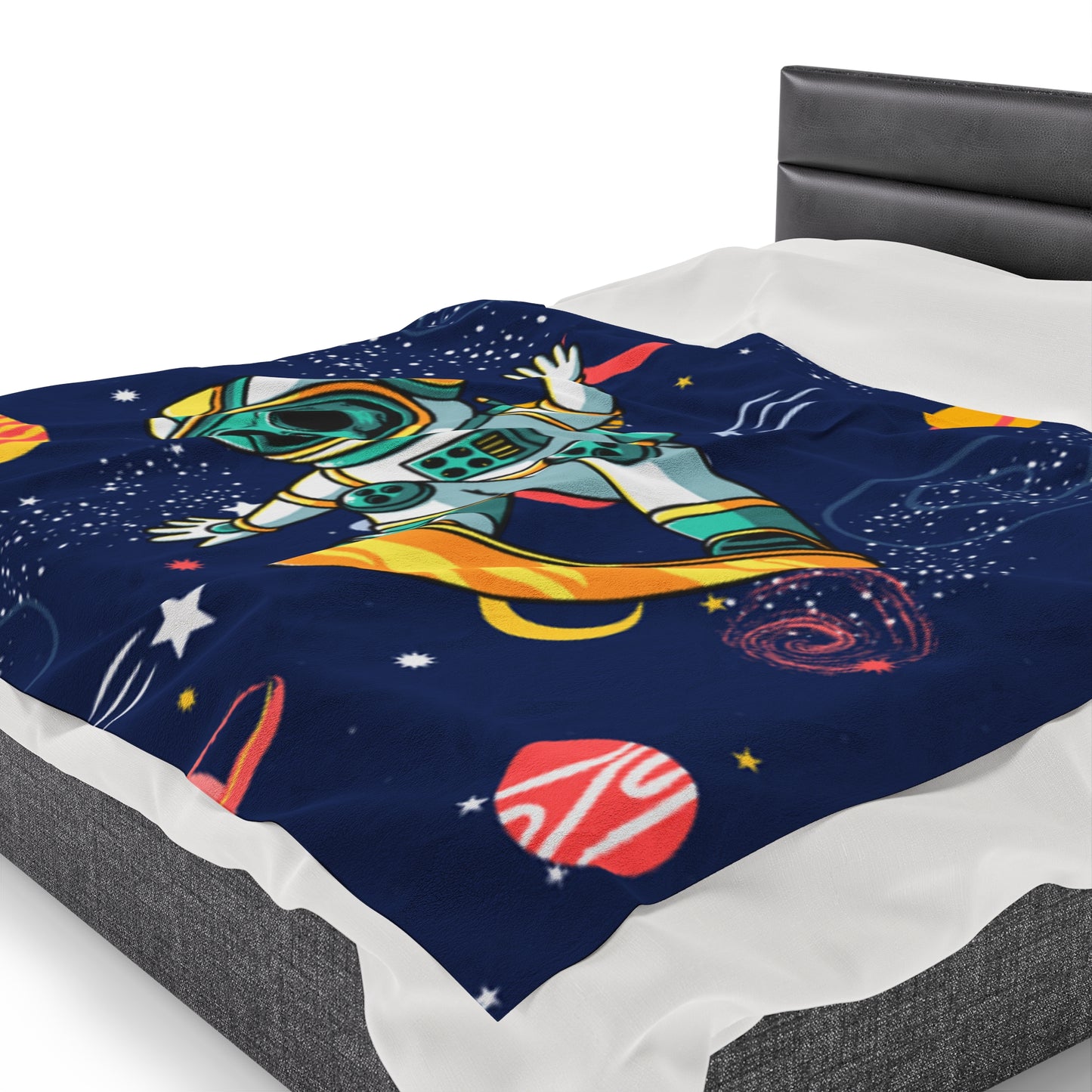 OMNI™ Skeleton Astronaut Space Surfer Velveteen Plush Blanket