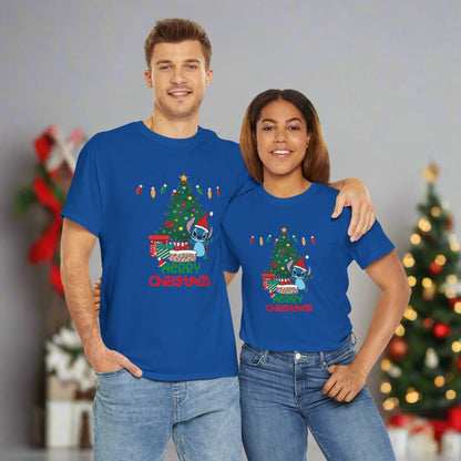 Stitch Christmas Themed Unisex Heavy Cotton T-Shirt