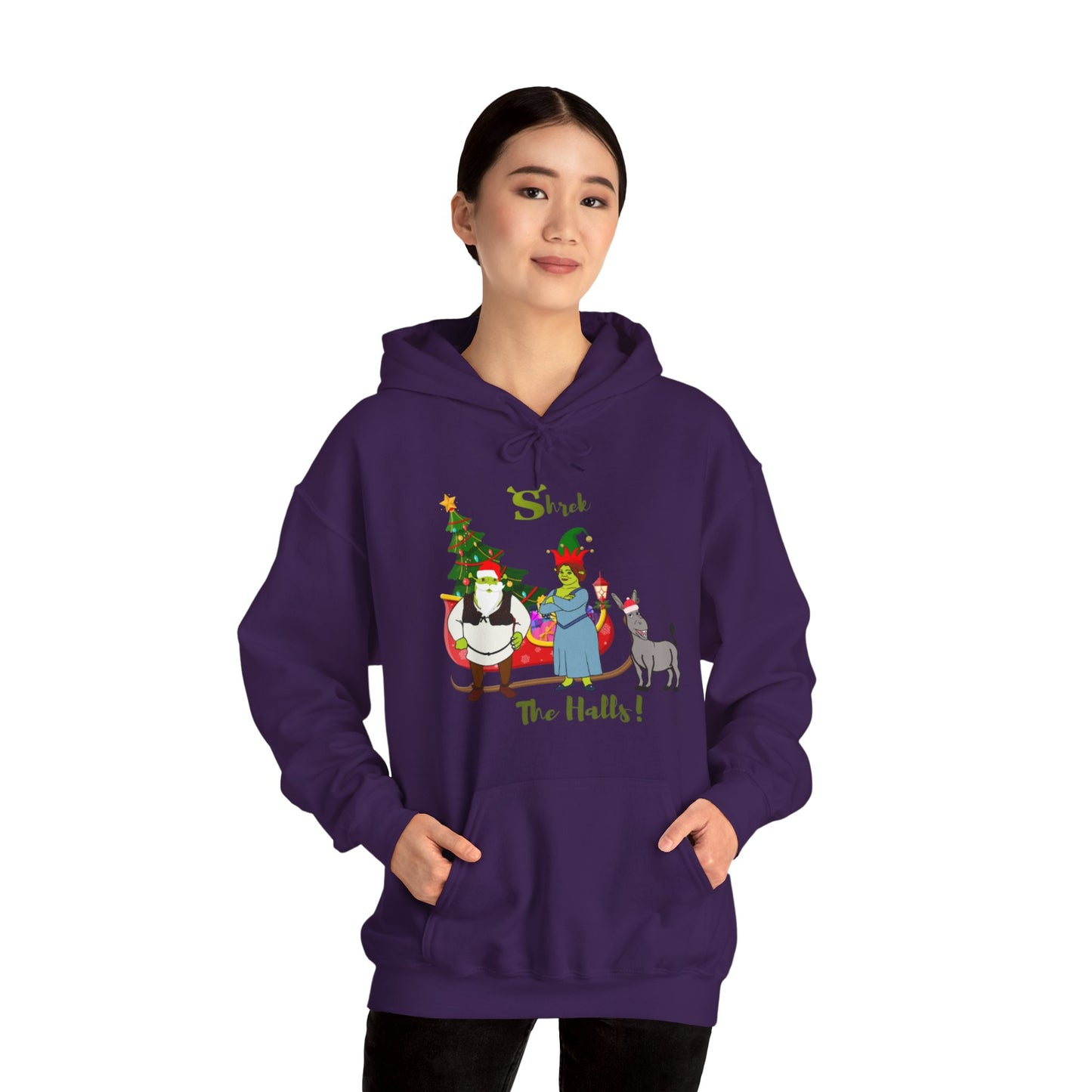 OMNI™ Shrek The Halls! (Shrek Trio: Shrek, Fiona and Donkey) Christmas Themed Unisex Hoodie