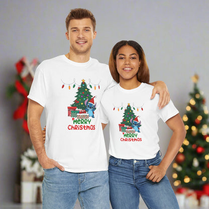 Stitch Christmas Themed Unisex Heavy Cotton T-Shirt