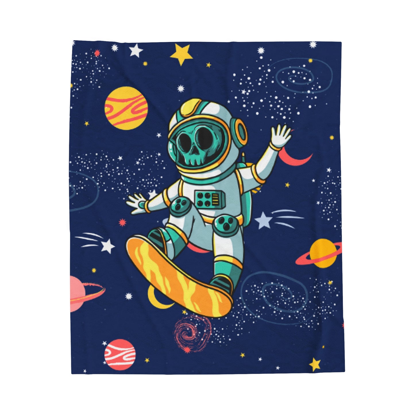 OMNI™ Skeleton Astronaut Space Surfer Velveteen Plush Blanket