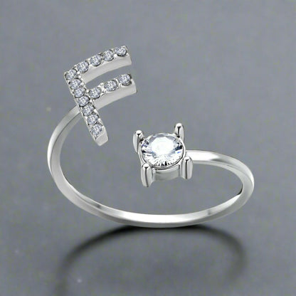 OMNI™ Adjustable 26 Initial Letter Zircon Ring