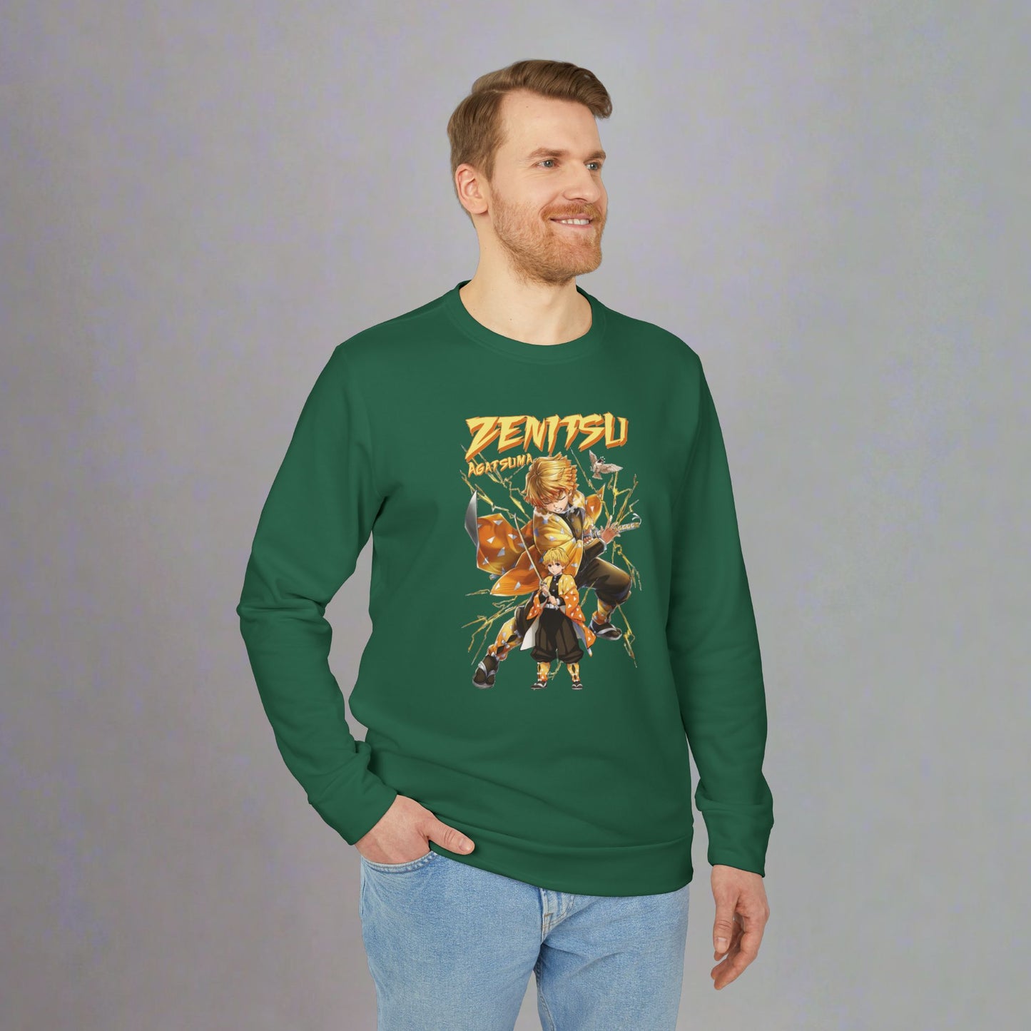 OMNI™ Demon Slayer Zenitsu Agatsuma Adidas Unisex Fleece Crewneck Sweatshirt