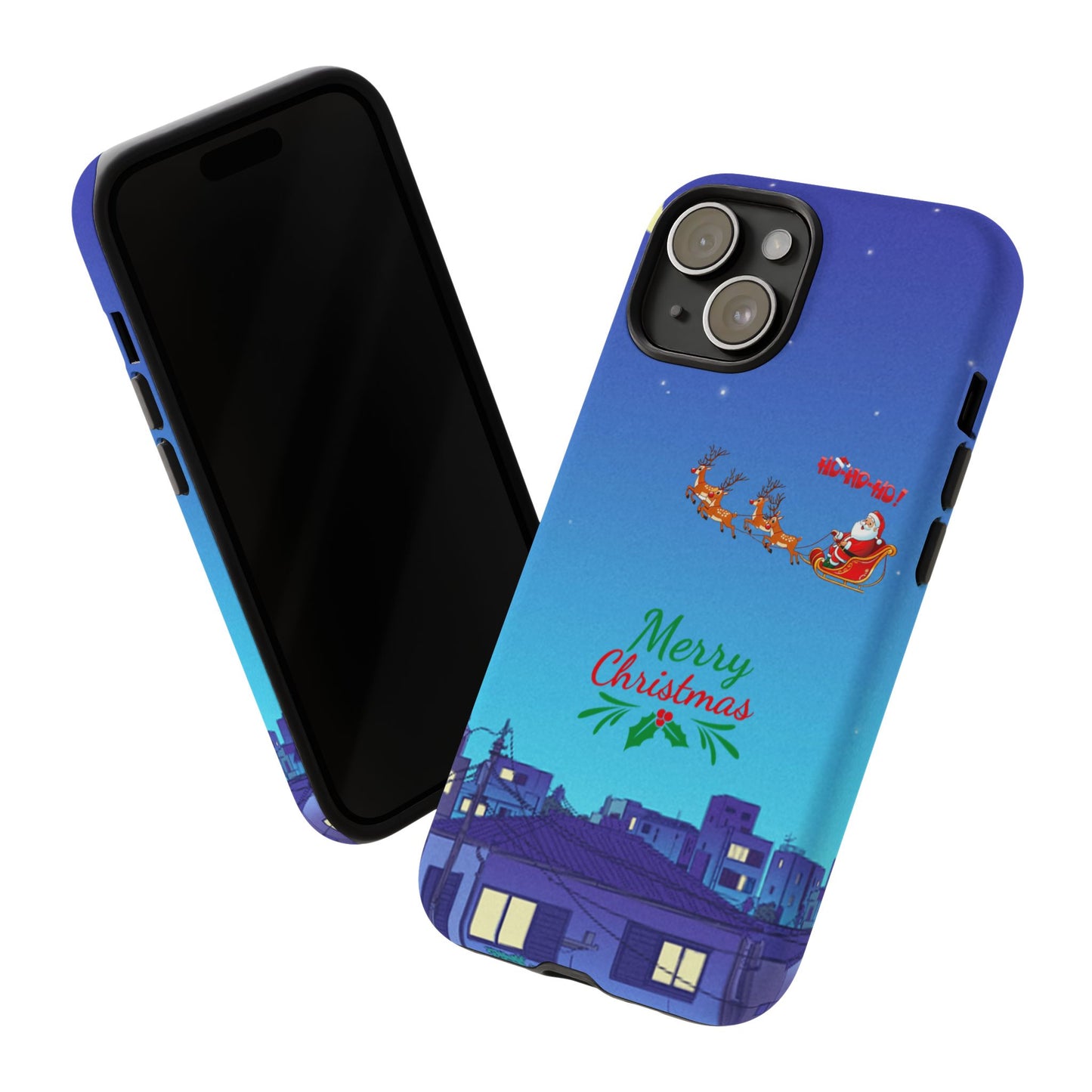 OMNI™ Santa and His Reindeer (Merry Christmas) Starry Night Double Layered Phone Cases