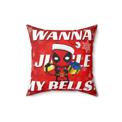 OMNI™ Deadpool Santa (Wanna Jingle My Bells?) Christmas Themed Spun Polyester Square Pillow