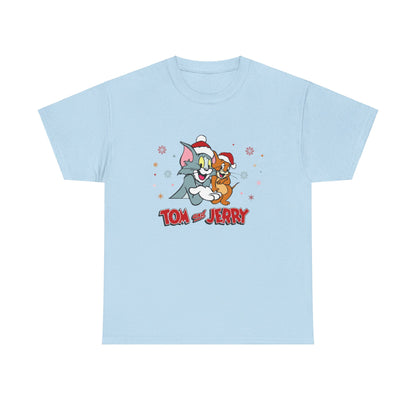 OMNI™ Tom and Jerry Christmas Themed Unisex Heavy Cotton T-Shirt