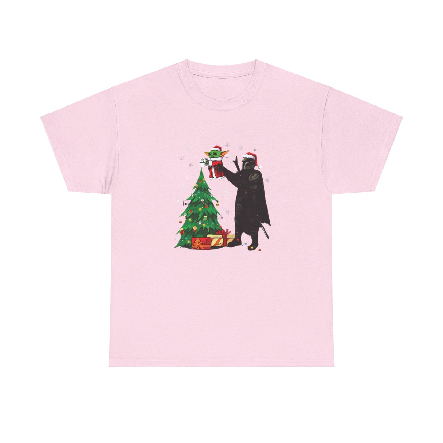 OMNI™ Star Wars Mandalorian and Baby Yoda Christmas Themed Unisex Heavy Cotton T-Shirt