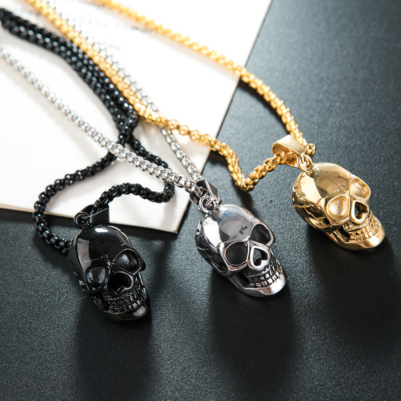 OMNI™ Titanium Steel Punk Halloween Skull Necklace