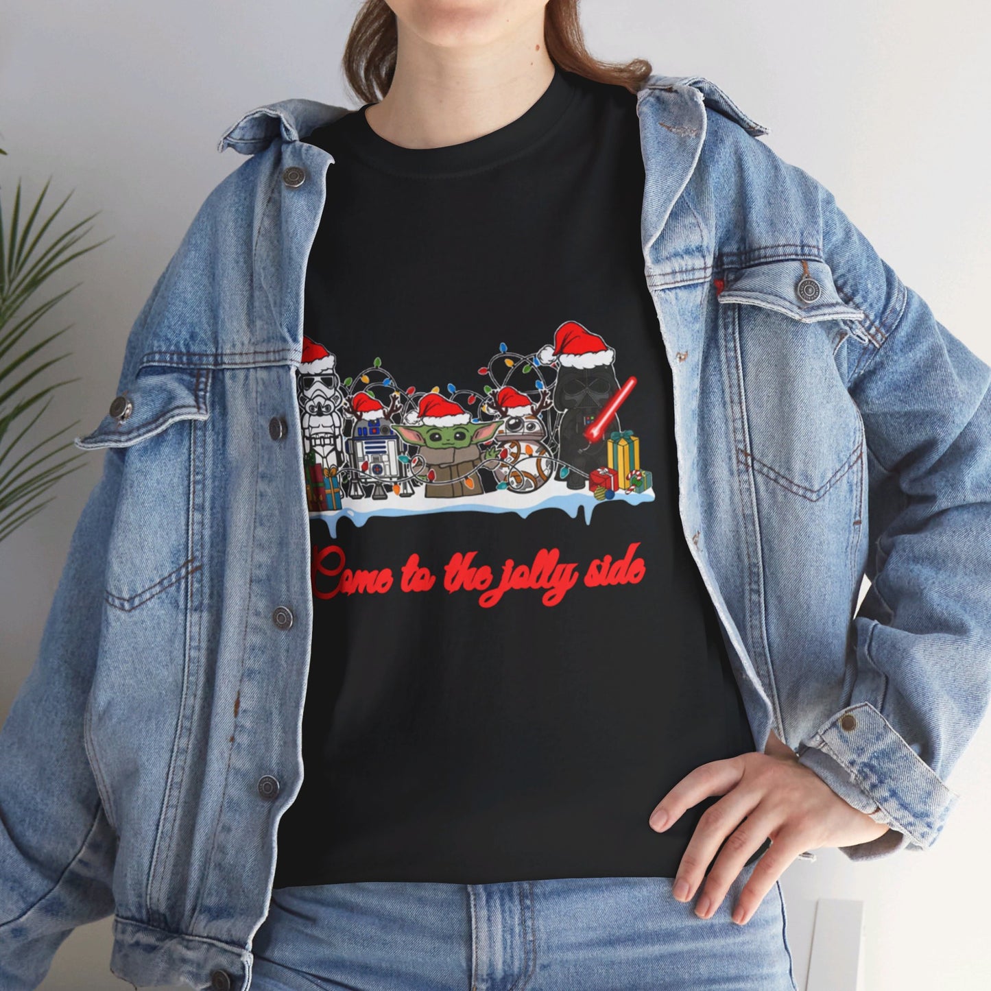 OMNI™ Star Wars Cartoon (Come To The Jolly Side) Christmas Themed Unisex Heavy Cotton T-Shirt