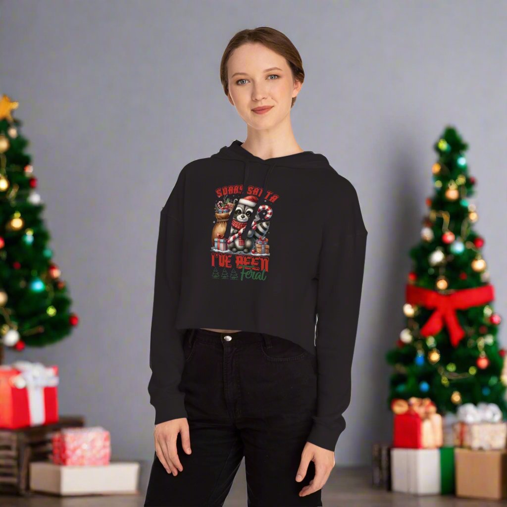 OMNI™ Sorry Santa I've Been Feral Women’s Cropped Hoodie