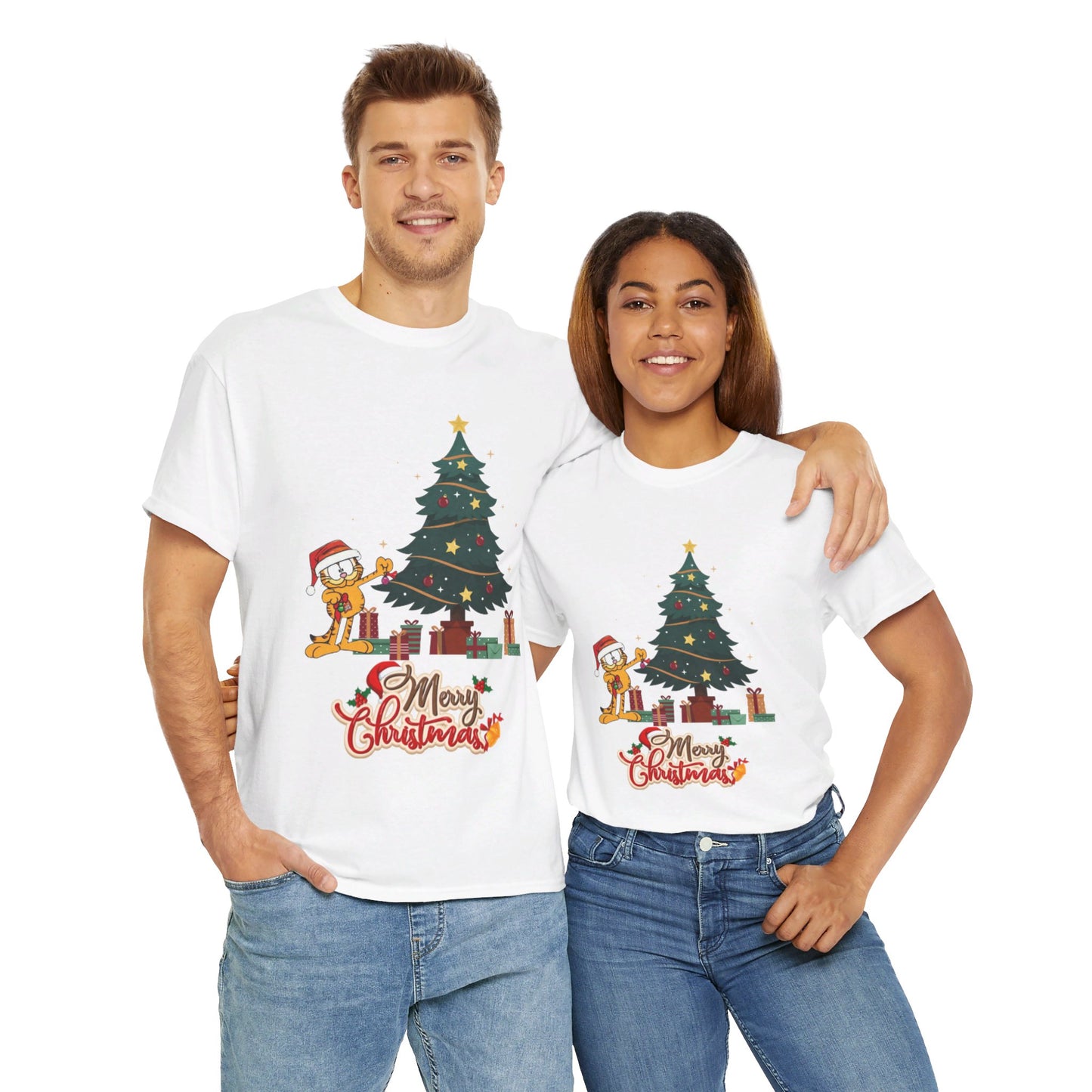 OMNI™ Garfield Christmas Themed Unisex Heavy Cotton T-Shirt