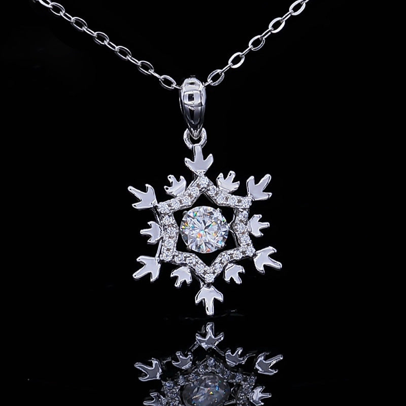 OMNI™925 Sterling Silver Moissanite Diamond Snowflake Necklace