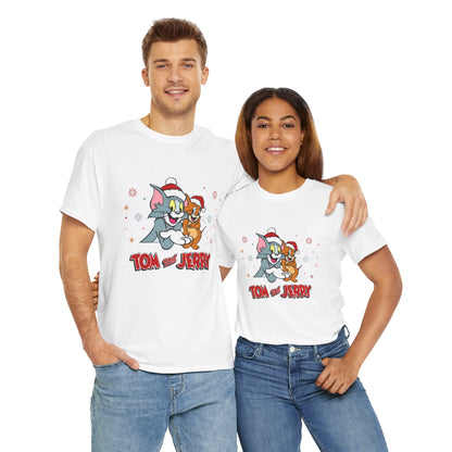 OMNI™ Tom and Jerry Christmas Themed Unisex Heavy Cotton T-Shirt