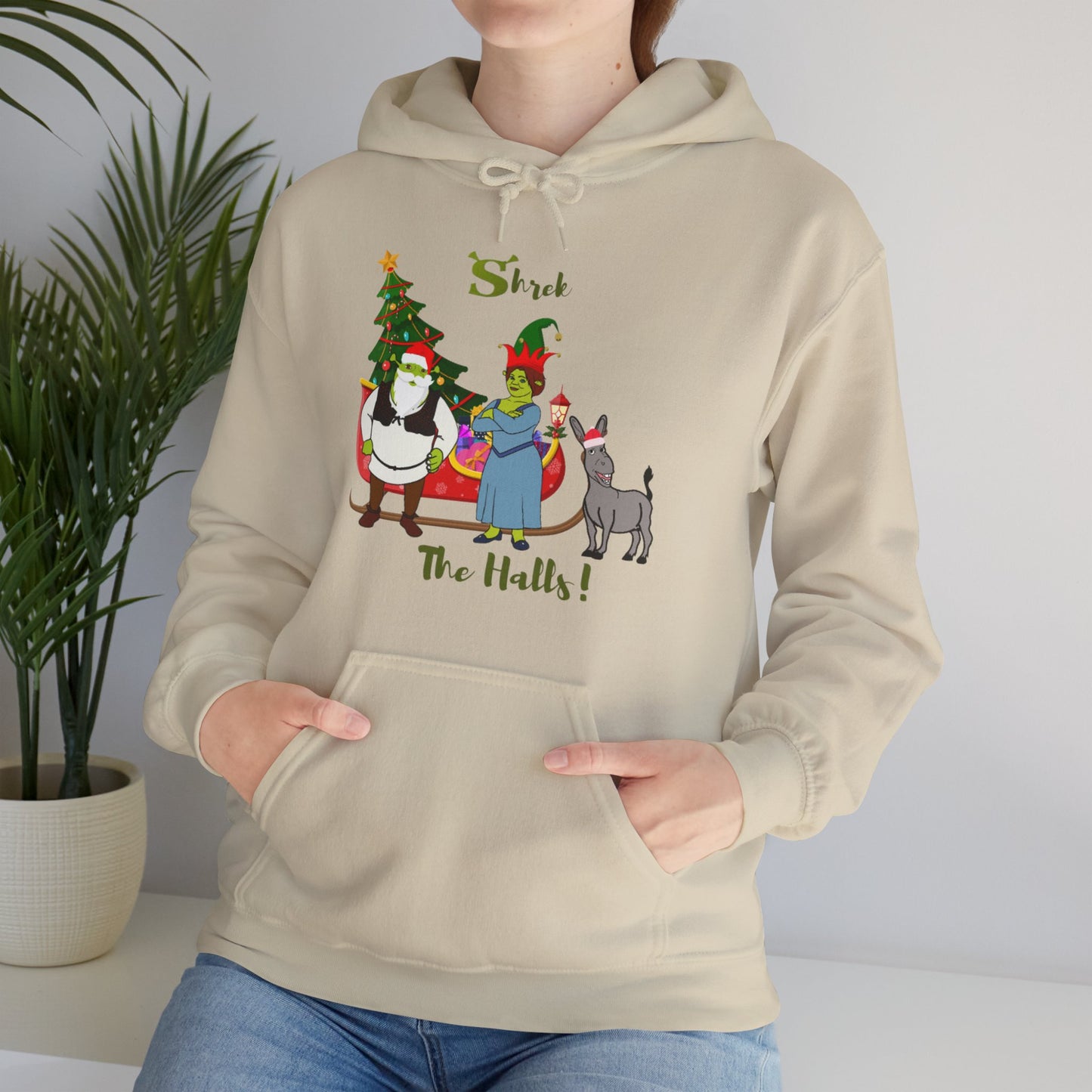 OMNI™ Shrek The Halls! (Shrek Trio: Shrek, Fiona and Donkey) Christmas Themed Unisex Hoodie