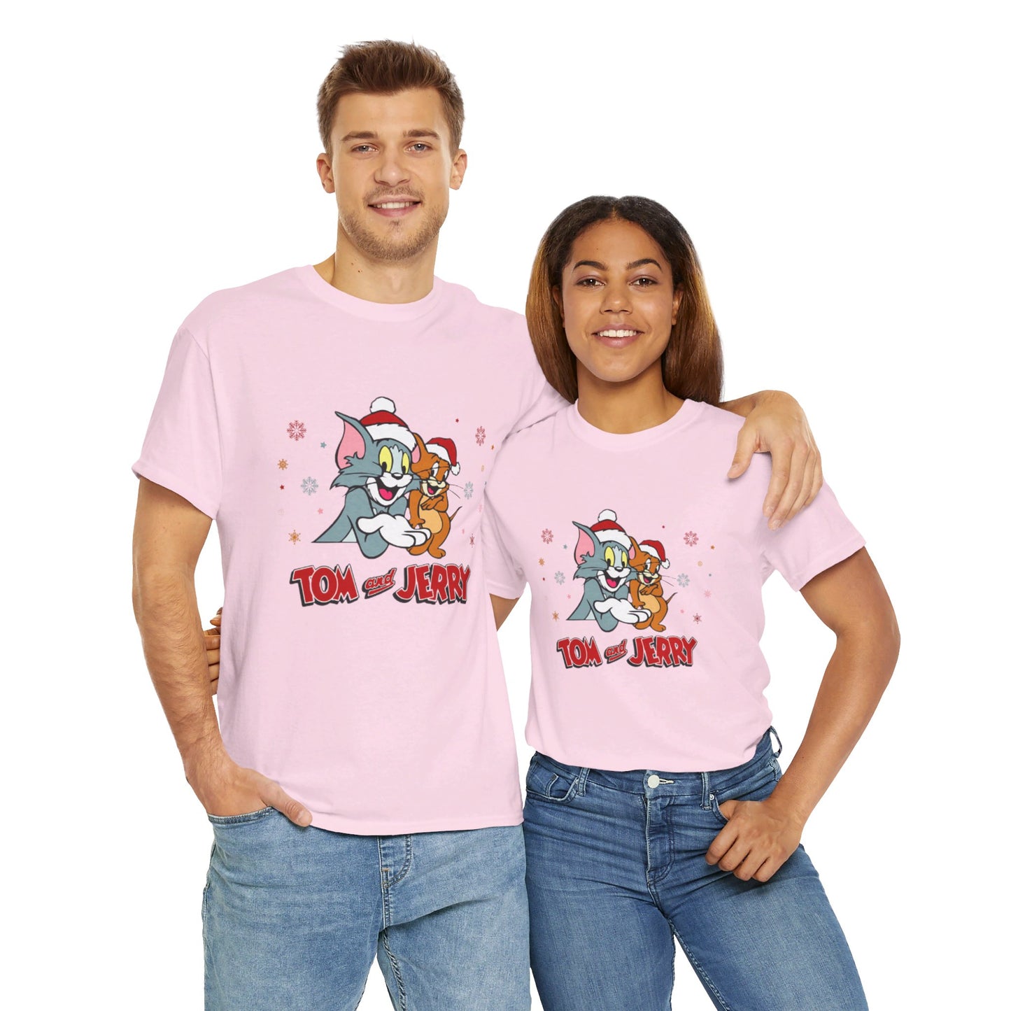 OMNI™ Tom and Jerry Christmas Themed Unisex Heavy Cotton T-Shirt