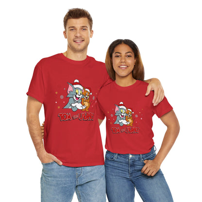 OMNI™ Tom and Jerry Christmas Themed Unisex Heavy Cotton T-Shirt