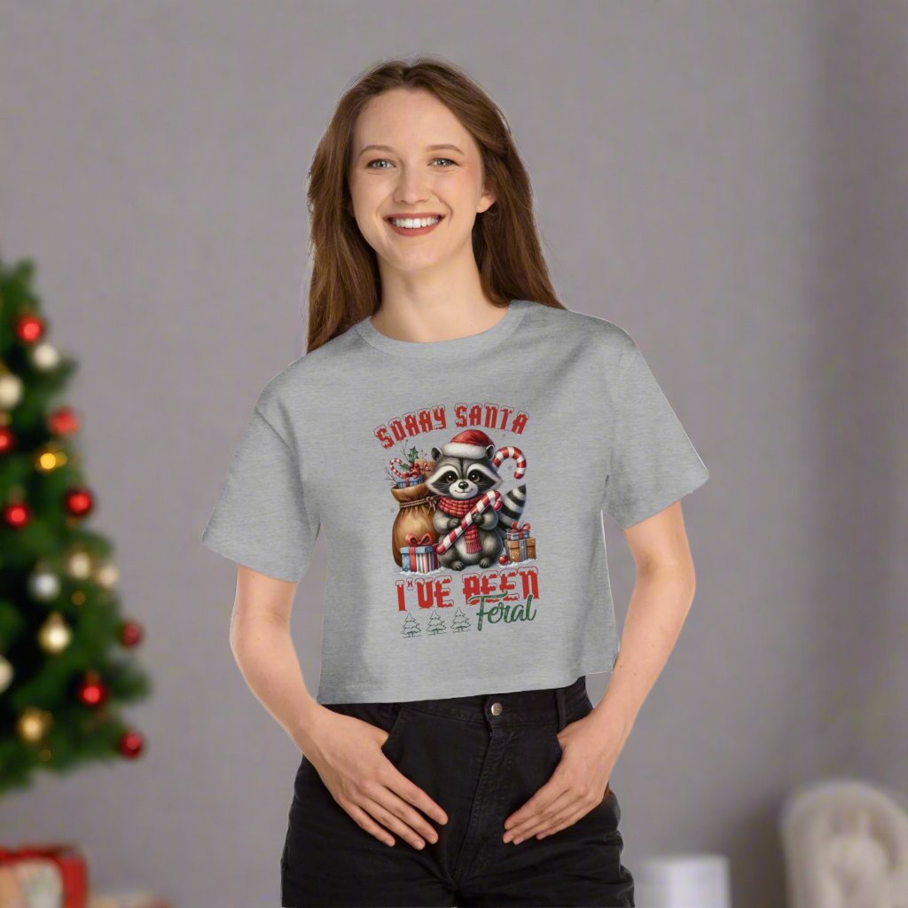 OMNI™ Sorry Santa I've Been Feral Champion Women's Heritage Cropped T-Shirt