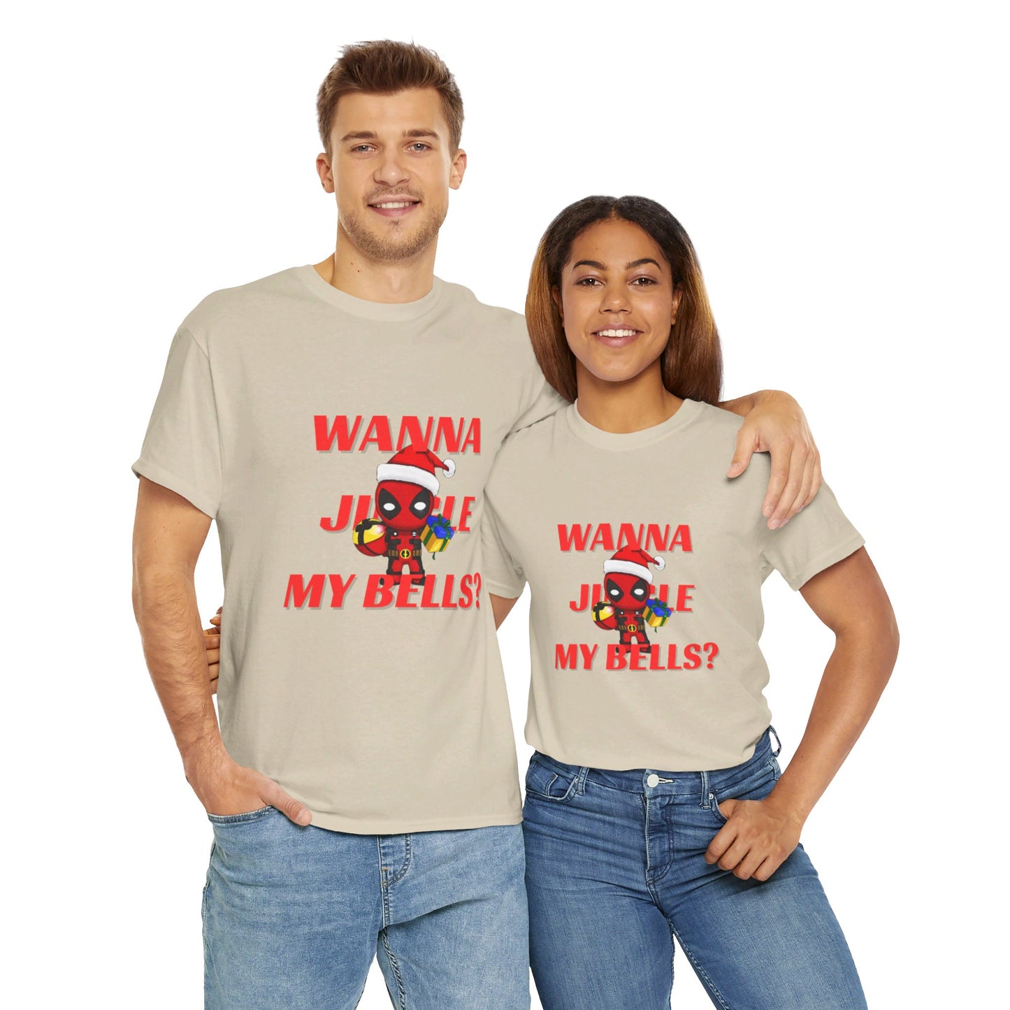 OMNI™ Deadpool Santa (Wanna Jingle My Bells?) Unisex Heavy Cotton T-Shirt