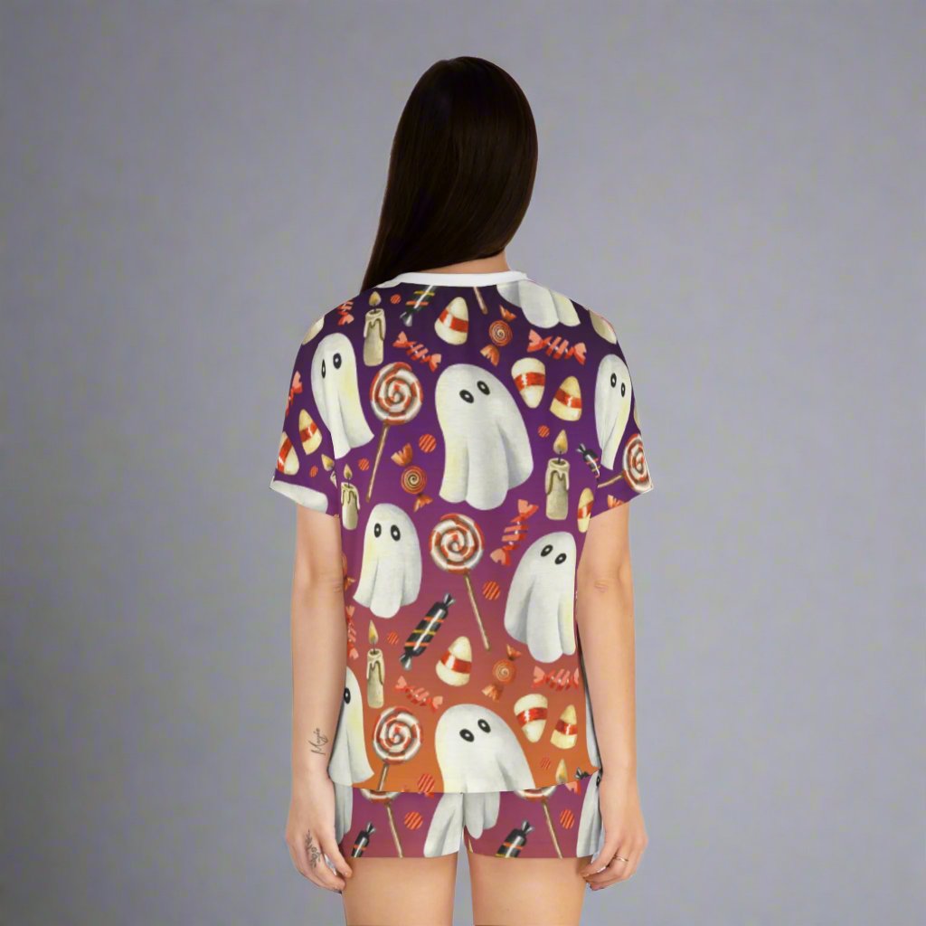 Omni™ Halloween Ghost Graphic Women's Short Two-Piece Pajamas Set