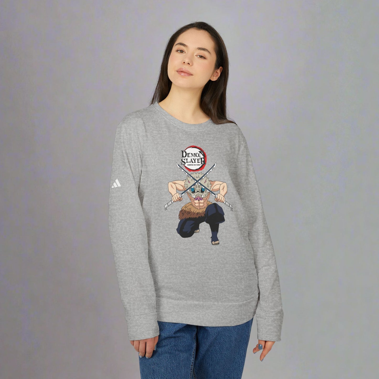 OMNI™ Demon Slayer Inosuke Beast Breathing Adidas Unisex Fleece Crewneck Sweatshirt