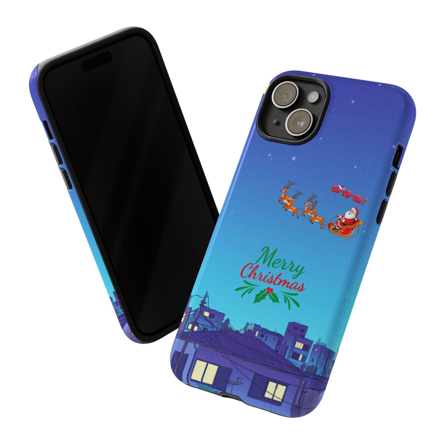 OMNI™ Santa and His Reindeer (Merry Christmas) Starry Night Double Layered Phone Cases