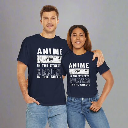 OMNI™ Anime In The Streets Hentai In The Sheets Unisex Heavy Cotton T-Shirt