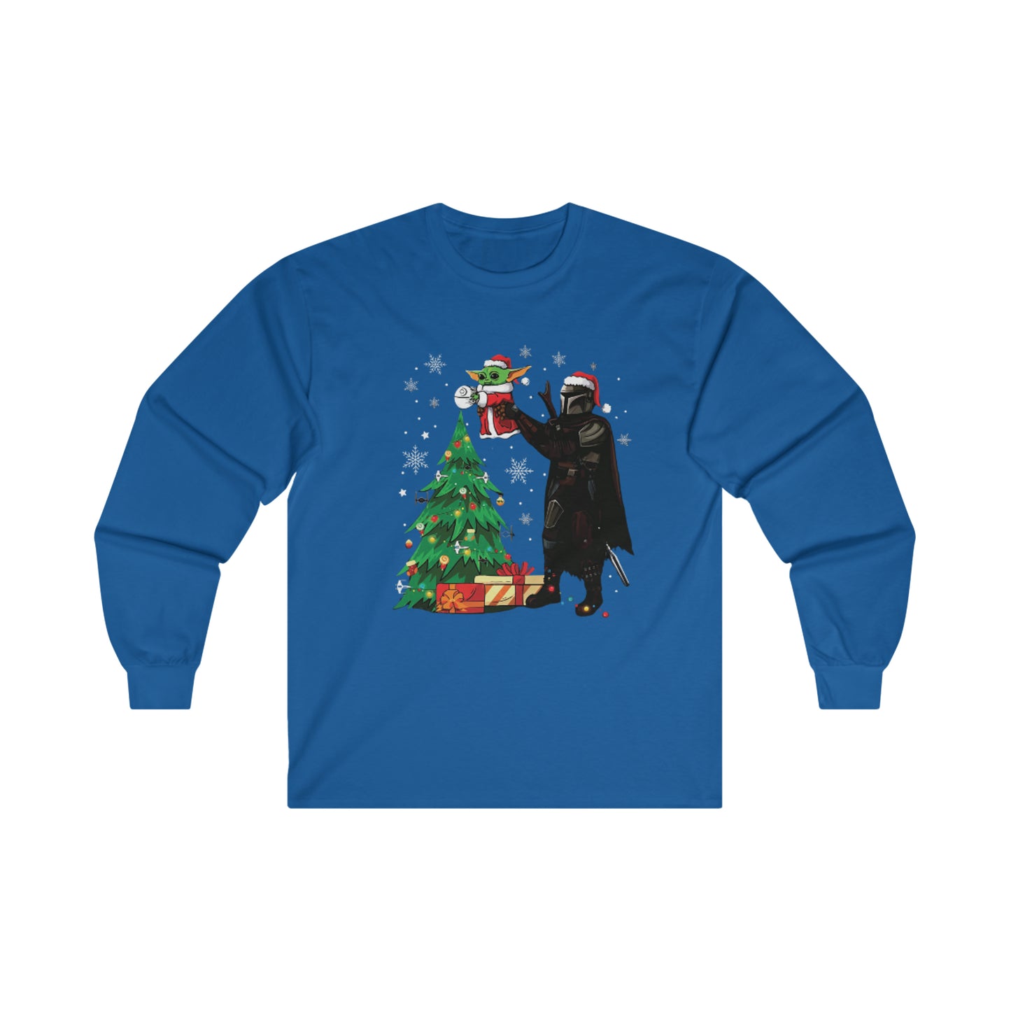 OMNI™ Star Wars Mandalorian and Baby Yoda Christmas Themed Unisex Ultra Cotton Long Sleeve T-Shirt