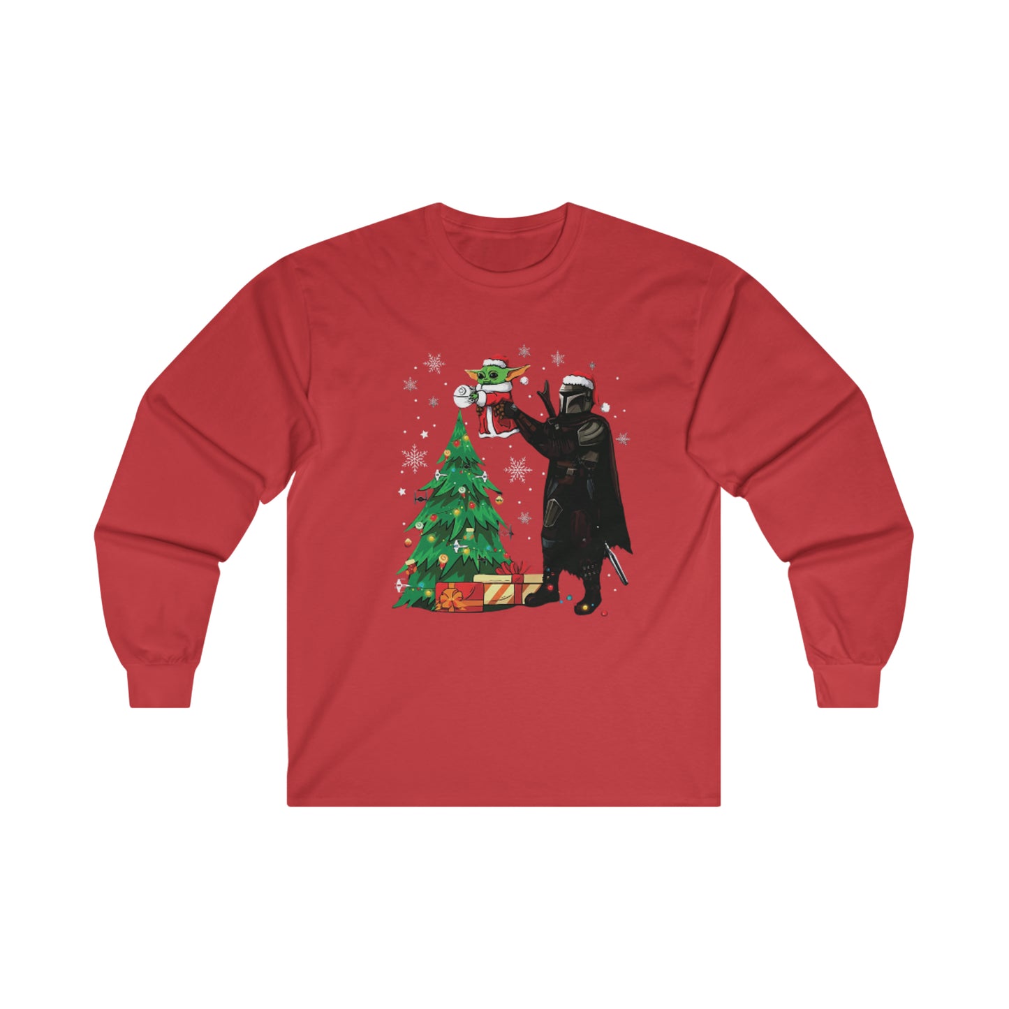 OMNI™ Star Wars Mandalorian and Baby Yoda Christmas Themed Unisex Ultra Cotton Long Sleeve T-Shirt