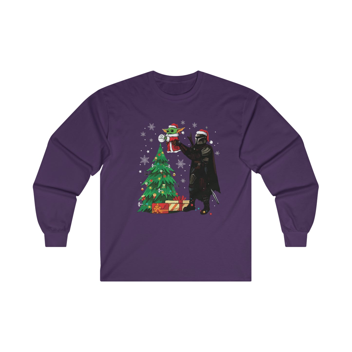 OMNI™ Star Wars Mandalorian and Baby Yoda Christmas Themed Unisex Ultra Cotton Long Sleeve T-Shirt