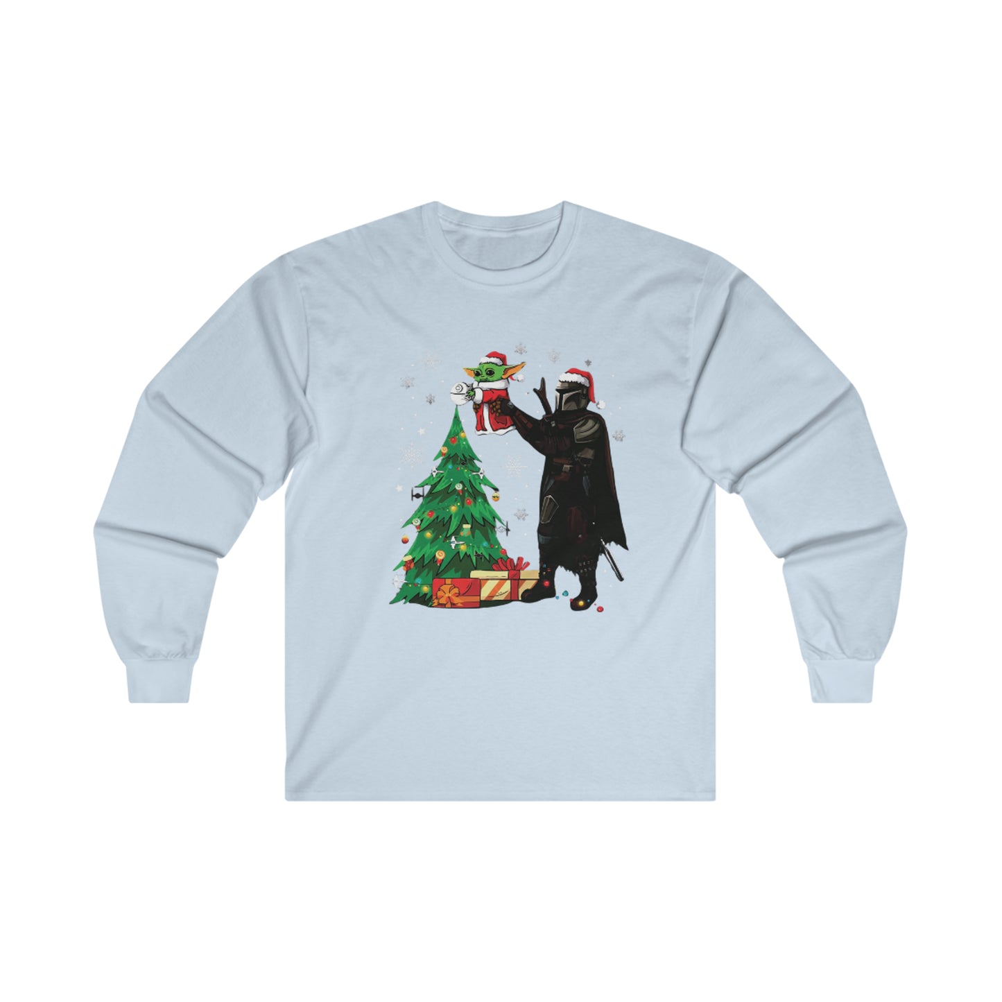 OMNI™ Star Wars Mandalorian and Baby Yoda Christmas Themed Unisex Ultra Cotton Long Sleeve T-Shirt