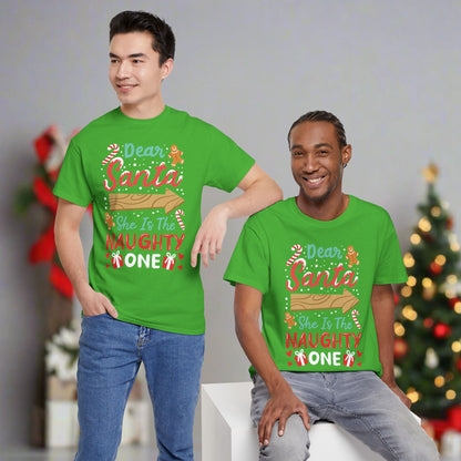 OMNI™ Dear Santa, She's The Naughty One Men's Heavy Cotton T-Shirt