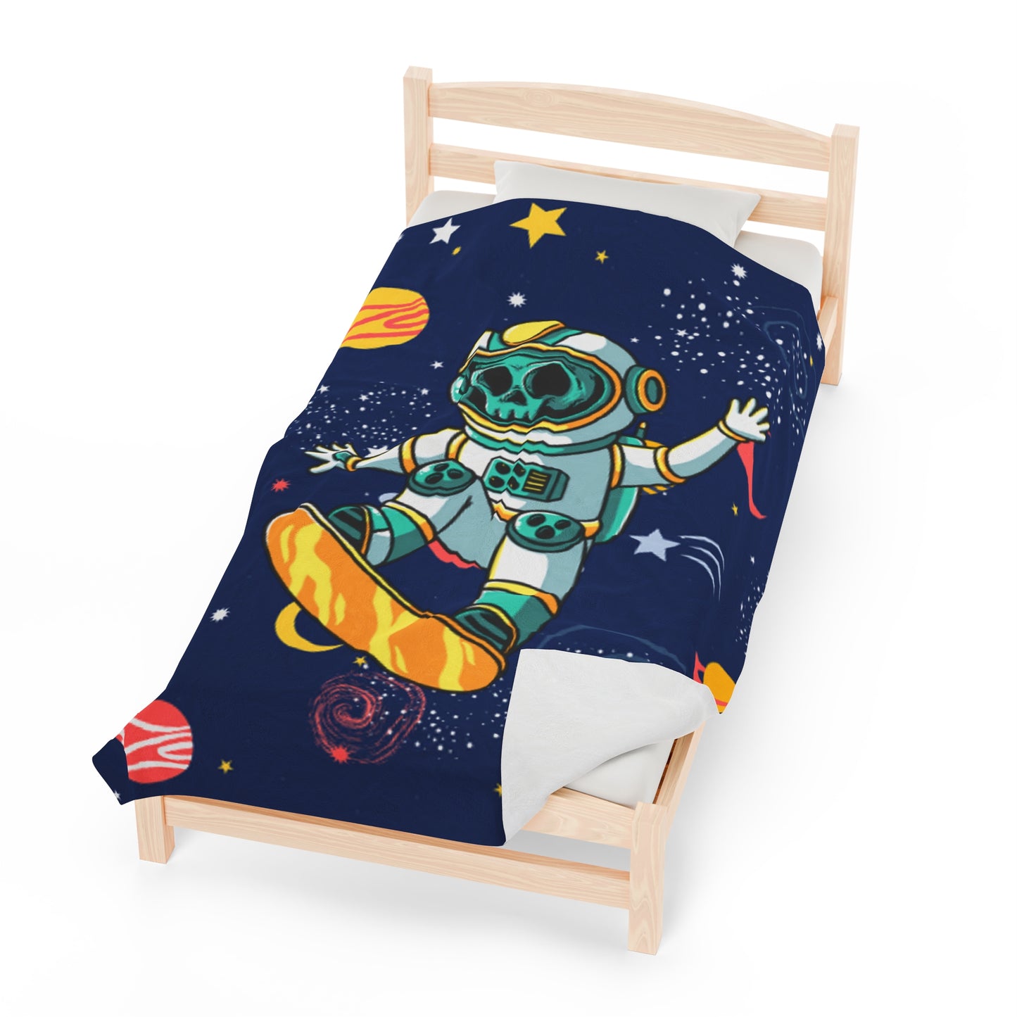 OMNI™ Skeleton Astronaut Space Surfer Velveteen Plush Blanket