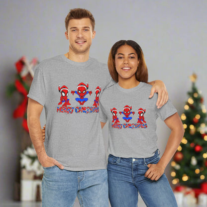 Spider-man Christmas Themed Unisex Heavy Cotton T-Shirt